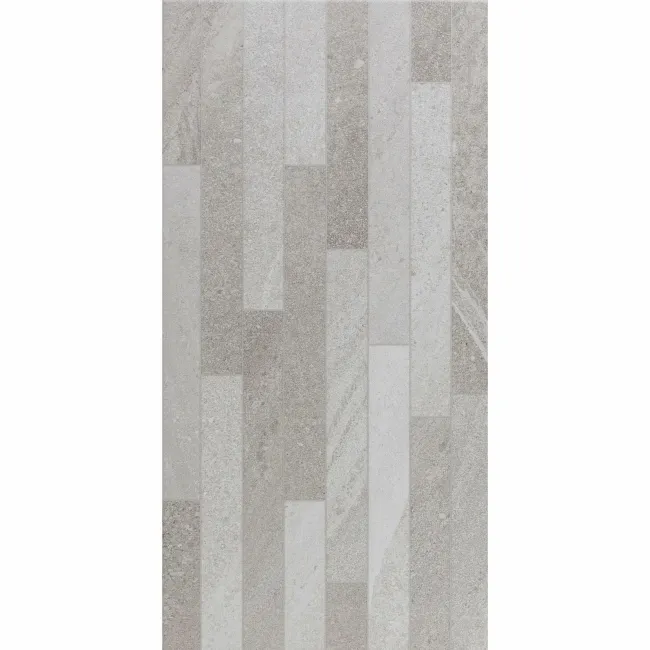 Allegro Mixed Decor Grey Stone Effect Matt Rectified Porcelain Wall Tile