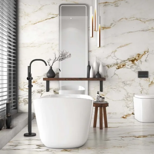 Barnaby White Marble Effect Large Matt Porcelain Wall and Floor Tile