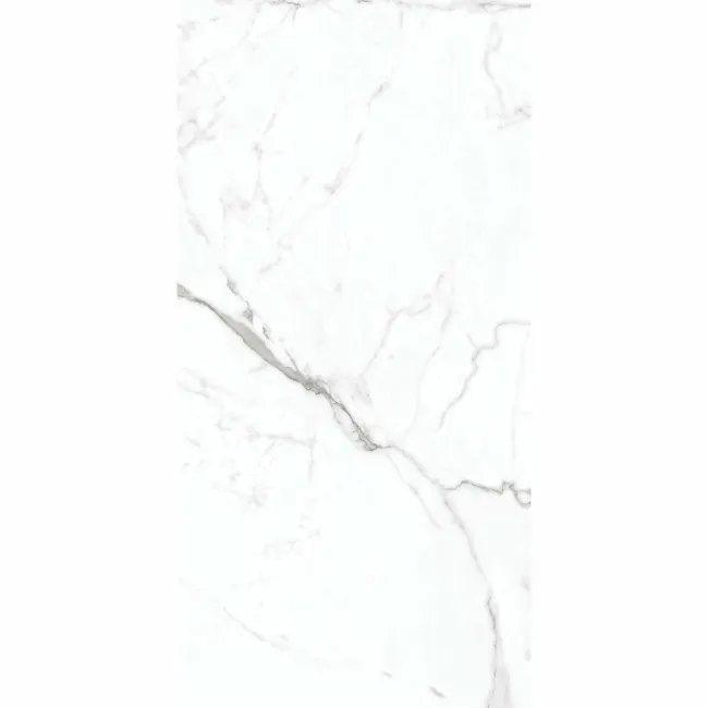 Carrera White Marble Effect Rectified Polished Porcelain Wall and Floor Tile