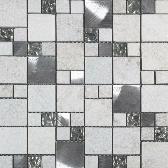 Comet White Square Stone Mosaic 300x300