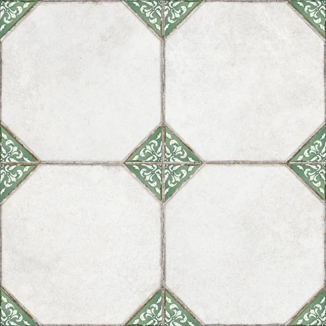 Leeds Green Patterned Matt Porcelain Floor Tile