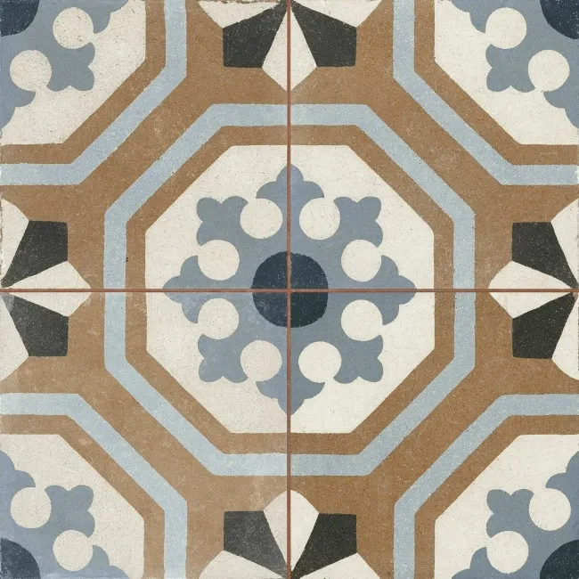 Osborne Blue Victorian Patterned  Matt Ceramic Floor Tile