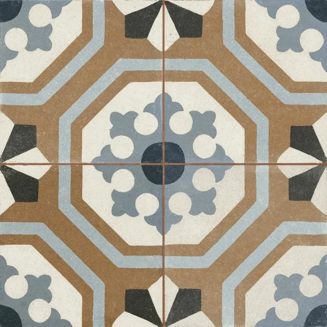 Osborne Blue Victorian Patterned  Matt Ceramic Floor Tile