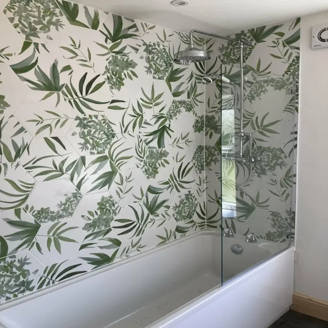 Oasis Floral Patterned Hexagon Matt Porcelain Wall and Floor Tile