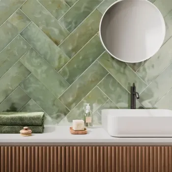 Zellige Sage Green Gloss Porcelain Tile