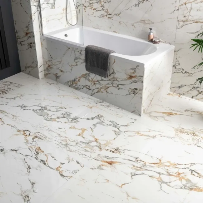 Bellagio Gold Marble Effect Polished Porcelain Large Wall and Floor Tile