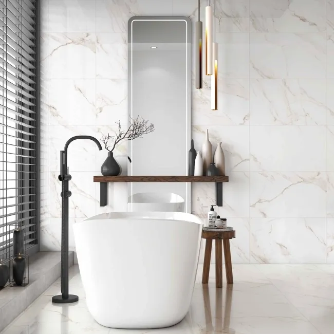 Carrara Gold Marble Effect Gloss Ceramic Wall Tile