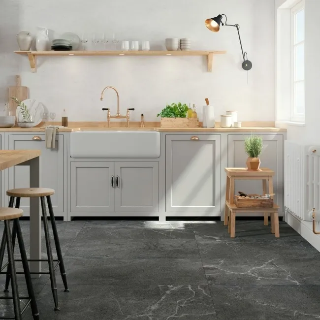 Lucca Anthracite Anti Slip Matt Stone Effect Porcelain Wall and Floor Tile