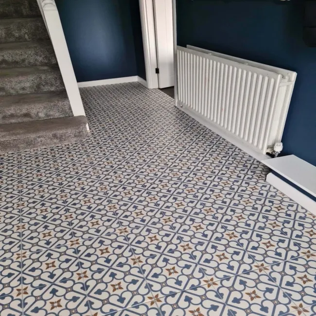 Brighton Blue Pattern Porcelain Floor Tiles