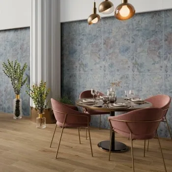 Seven Blue Floral Decor Matt Ceramic Wall Tile