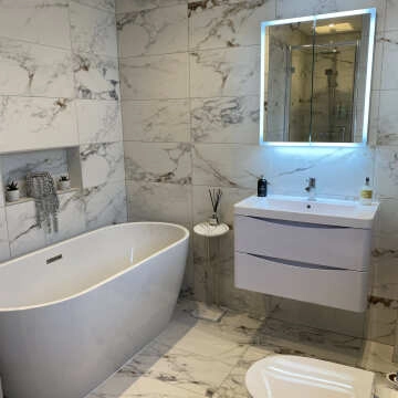 Barnaby White Marble Effect Matt Porcelain Wall and Floor Tile