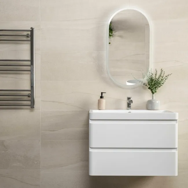 Burlington Stone Effect Cream Matt Ceramic Wall Tile