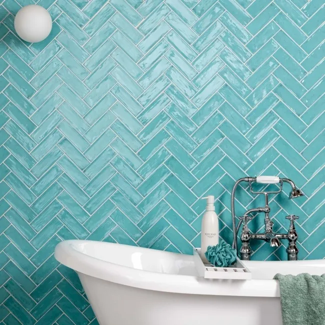 Victorian Style Aquamarine Gloss Porcelain Wall Tile
