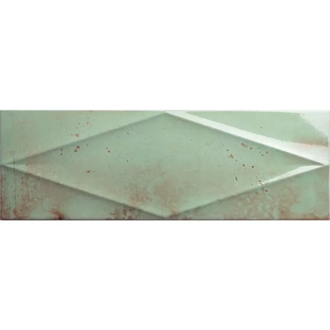 Zellige Sage Green Diamond Decor Gloss Porcelain Tile