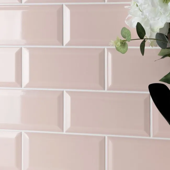 Metro Retro Bevelled Rose Pink Gloss Wall Tile