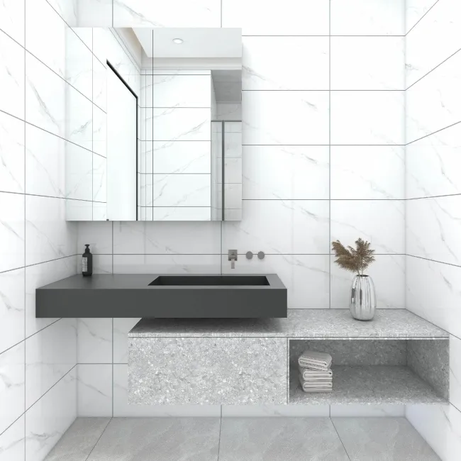 Alaskan Calacatta White Marble Effect Gloss Ceramic Wall Tile