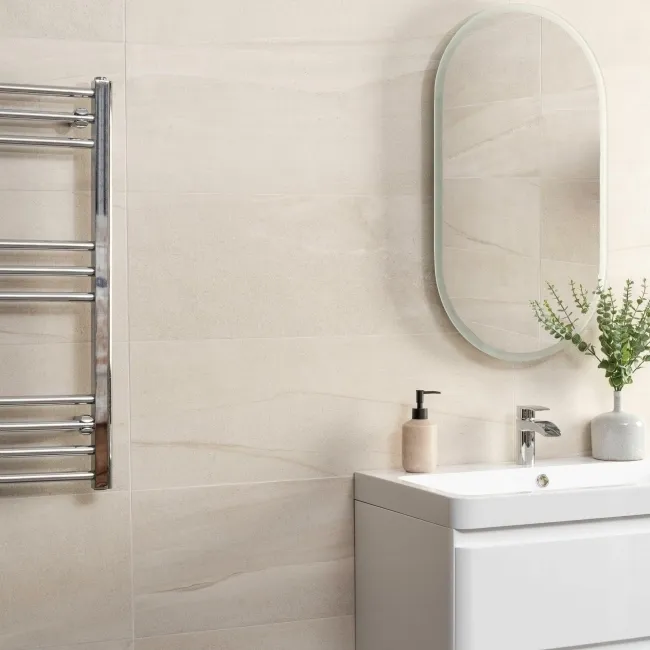 Burlington Stone Effect Cream Matt Ceramic Wall Tile