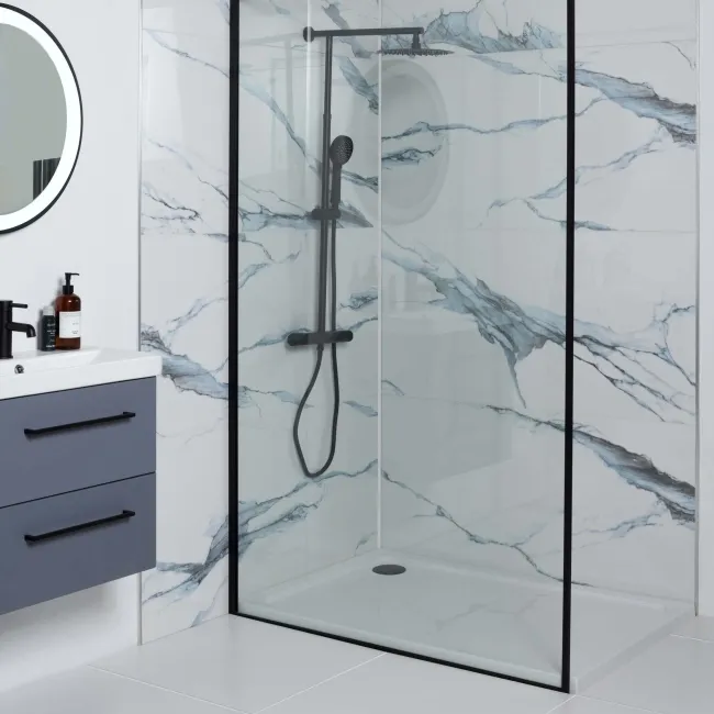 Calacatta Blue Marble Effect Polished Porcelain Wall and Floor Tile