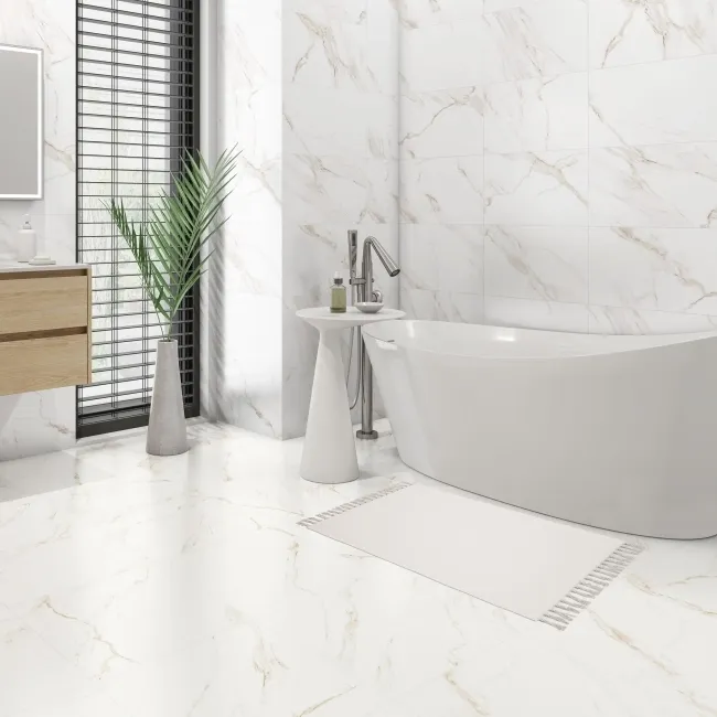 Carrara Gold Marble Effect Matt Ceramic Floor Tile