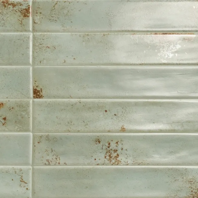 Cool Sage Green Brick Effect Matt Ceramic Wall Tile