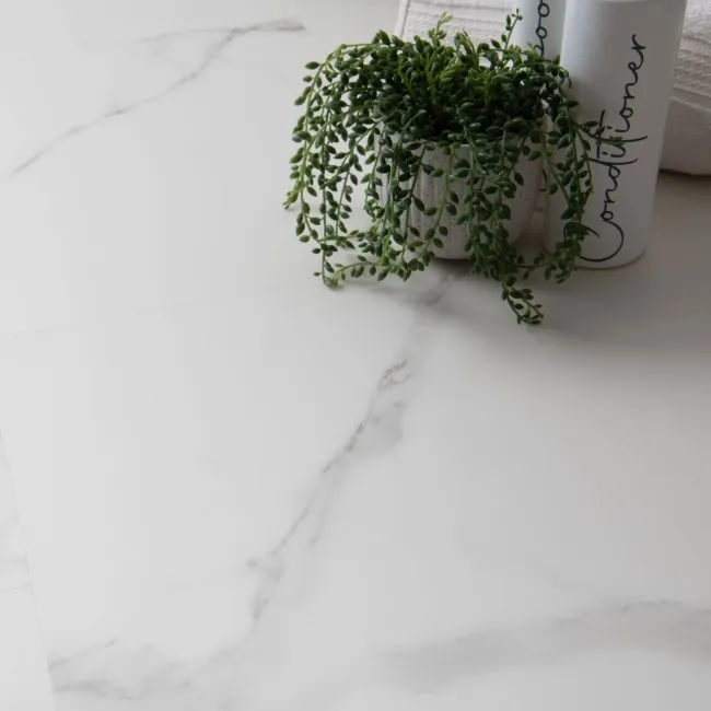 Crystal White Marble Tile Luxury Click Vinyl Flooring 5.5mm