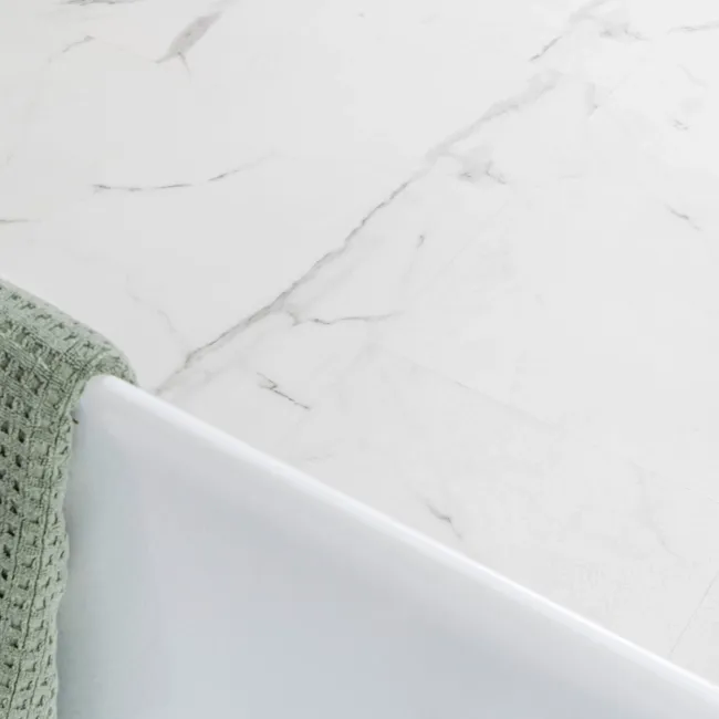 Crystal White Marble Tile Luxury Click Vinyl Flooring 6mm