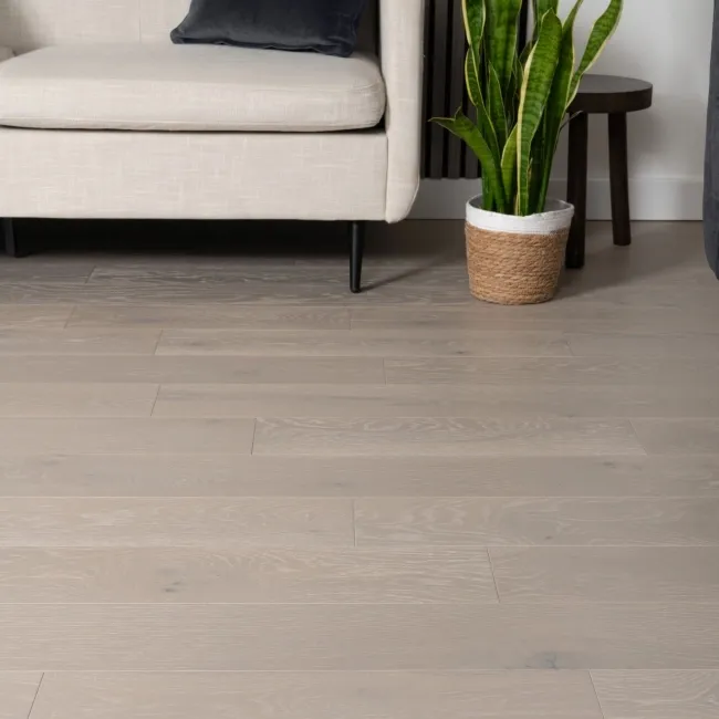 Delamere Light Grey Brushed Oak Engineered Wood Flooring 13x150mm Oiled