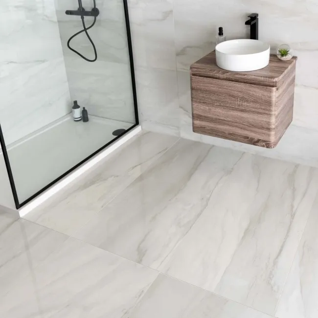 Delicatto White Marble Effect Polished Porcelain Wall and Floor Tile