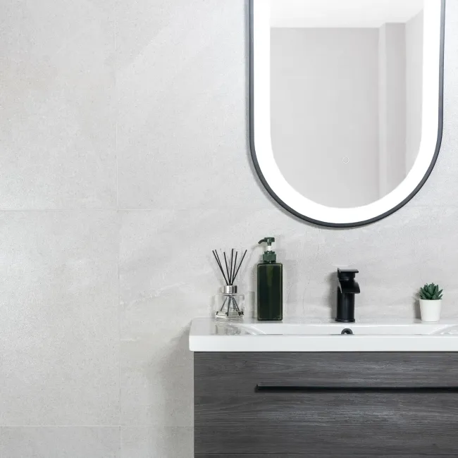 Galaxy Smoke Grey Stone Effect Semi Polished Porcelain Wall and Floor Tile