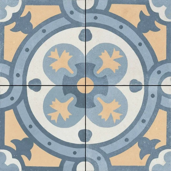 Granada Blue Victorian Patterned  Matt Ceramic Floor Tile