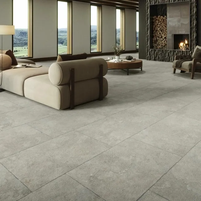 Mineral Dark Grey Rustic Edge Stone Effect Porcelain Tile 