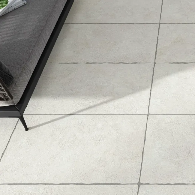 Mineral White Rustic Edge Stone Effect Porcelain Outdoor Slab