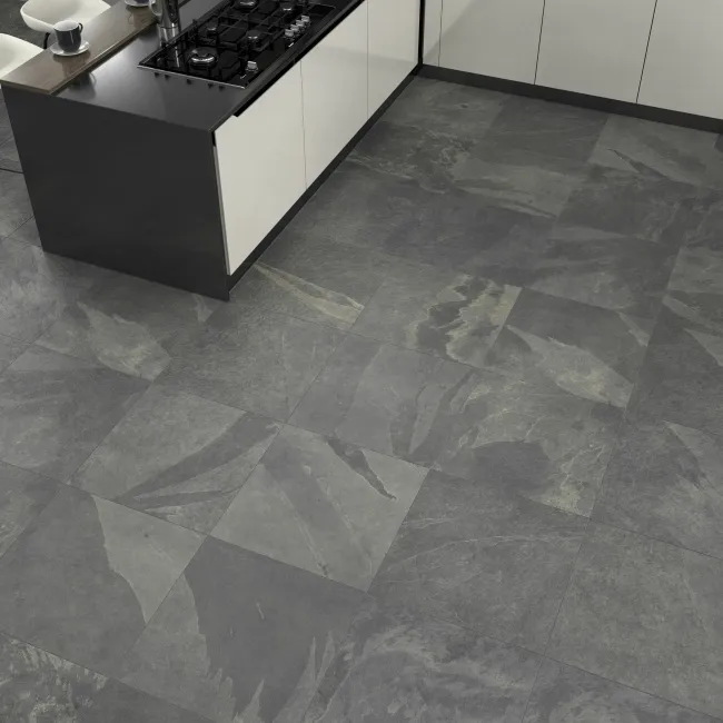Mustang Light Grey Slate Effect Matt Porcelain Floor Tile