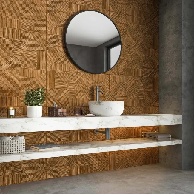 Nantes Dark 3D Wood Panel Effect Wall Tile