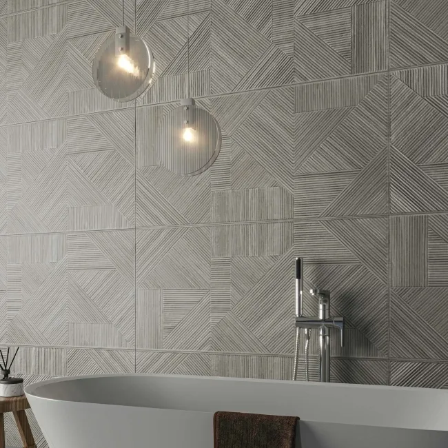 Nantes Grey 3D Wood Panel Effect Wall Tile