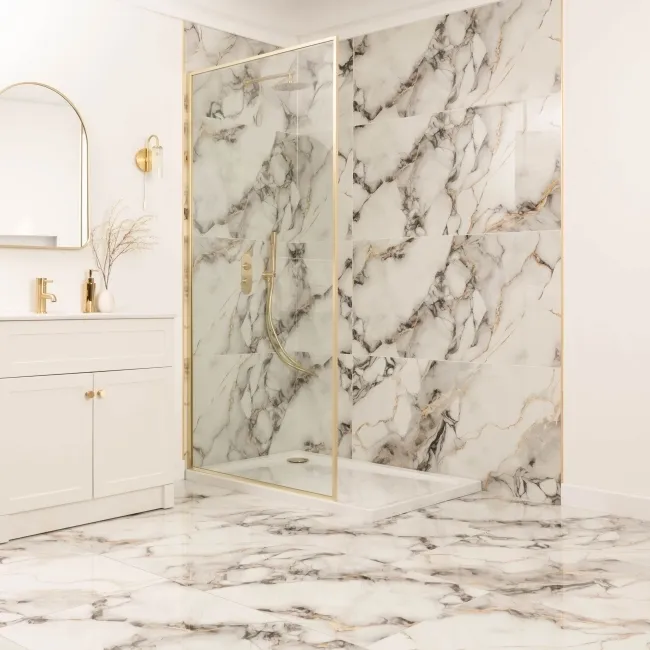 Napoli Grey White Marble Effect Polished Porcelain Tile