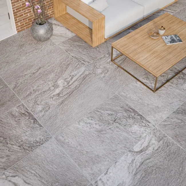 Piazza Grey Stone Effect Matt Porcelain Large Outdoor Slab Tile