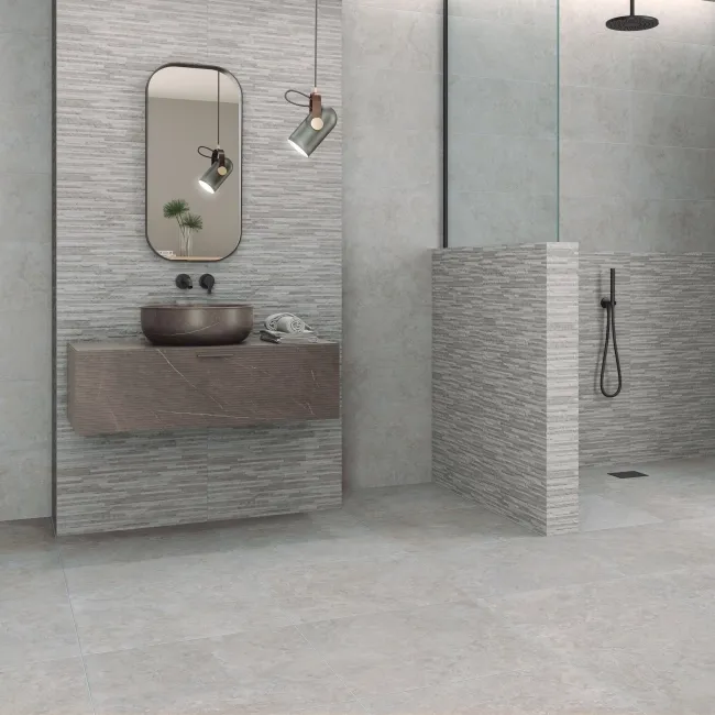 Premiere Grey Split Face Effect Matt Ceramic Wall Tile