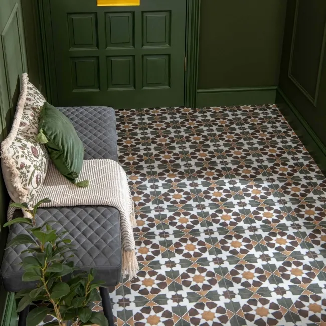 Rabat Green Pattern Matt Ceramic Floor Tile