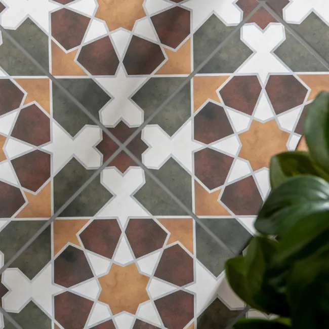 Rabat Green Pattern Matt Ceramic Floor Tile