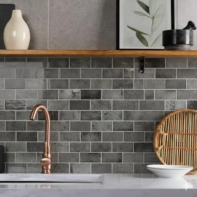 Raindrop Grey Glass Mosaic 300x300