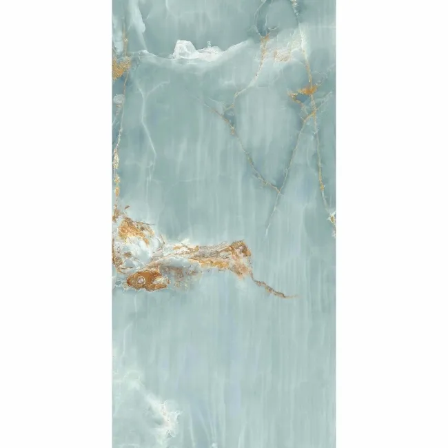 The Room Turquoise Onyx Marble Effect Polished Porcelain Wall and Floor Tile