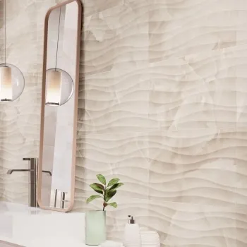 Garner Ivory Decor Onyx Marble Effect Gloss Ceramic Wall Tile