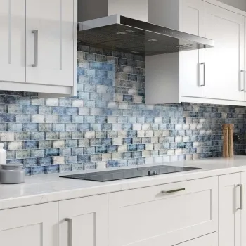 Raindrop Blue Glass Mosaic 300x300 Kitchen Roomset