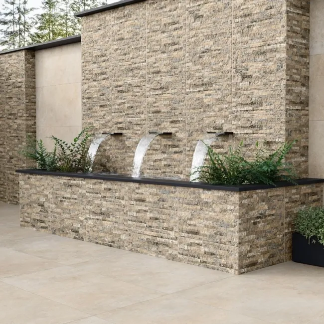 Ruy Stone Beige Dry Wall Effect Ceramic Wall Cladding Tile