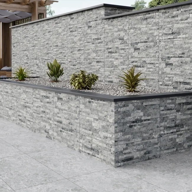 Ruy Stone Grey Dry Wall Effect Ceramic Wall Cladding Tile