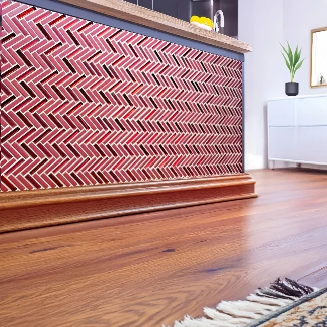 Chapel Herringbone Red Mixed Mosaic