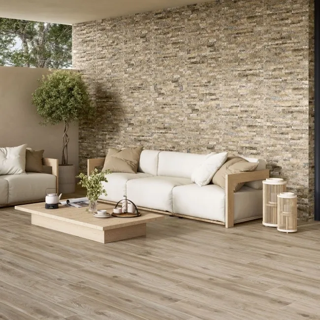 Ruy Stone Beige Dry Wall Effect Ceramic Wall Cladding Tile