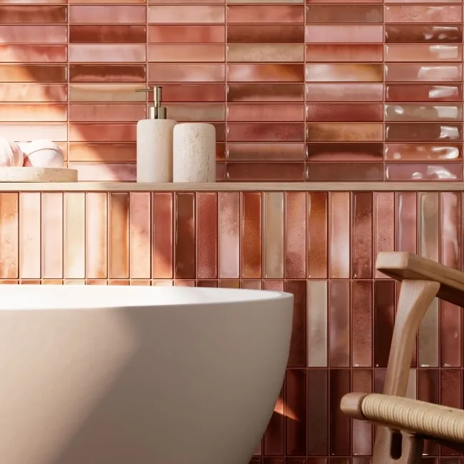 Alba Red Kit Kat Effect Gloss Ceramic Wall Tile