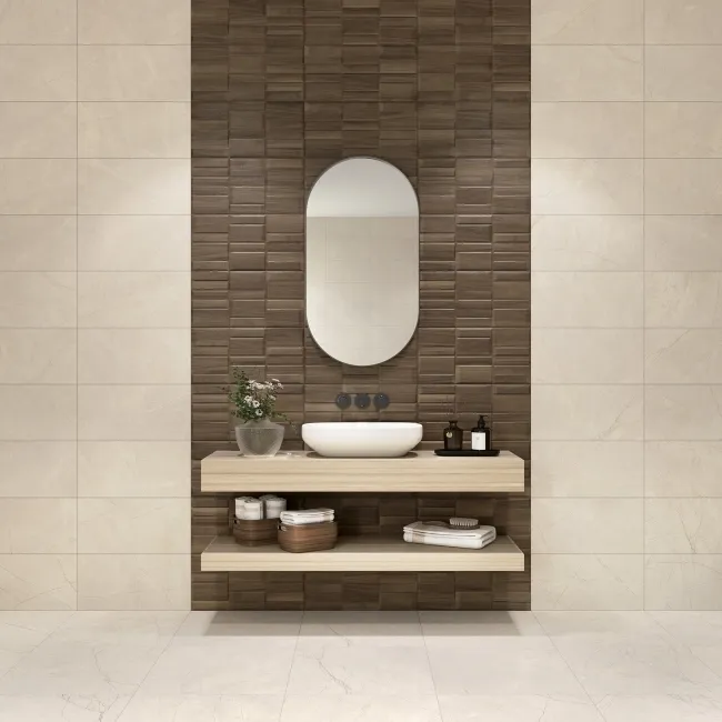 Nogal Block Decor Dark Brown Wood Effect Matt Ceramic Wall Tile